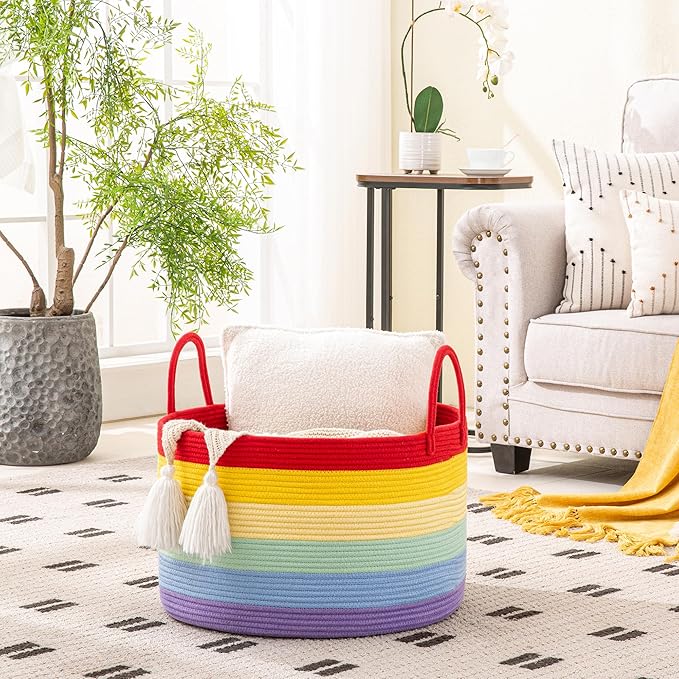 KAKAMAY Large Blanket Basket, Woven Baskets - Image 3