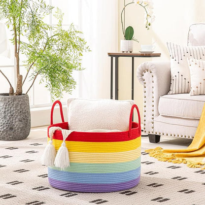 KAKAMAY Large Blanket Basket, Woven Baskets - Image 3