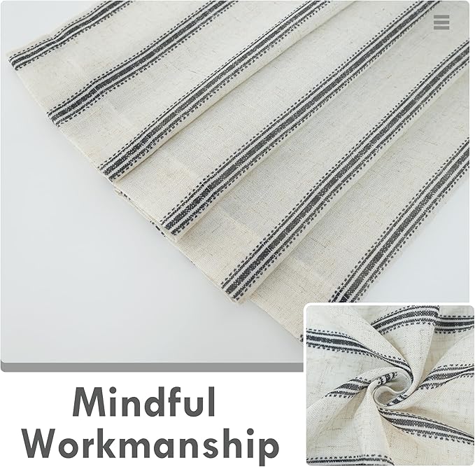 DriftAway Farmhouse Vertical Striped Linen Blend Textured Light Filtering Semi - Image 7