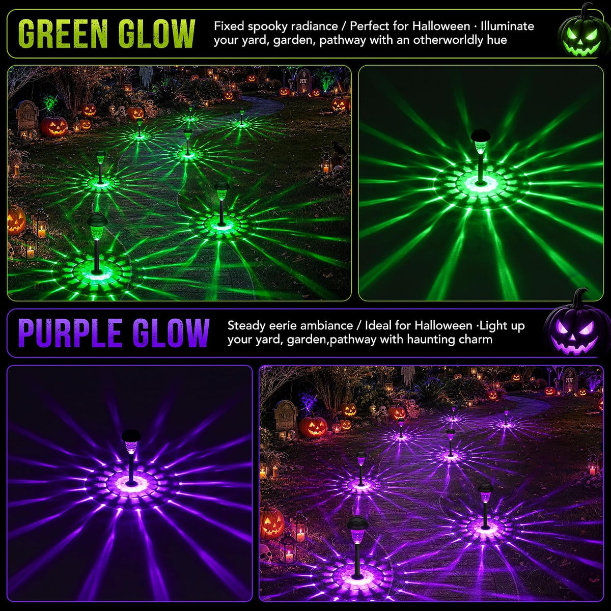 GIGALUMI Solar Halloween Lights Outdoor Waterproof Pathway Lights, 12 Pack