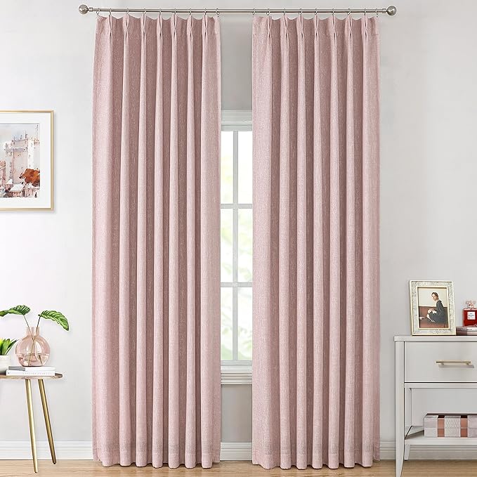 Vision Home Pink Pinch Pleated Total Blackout Curtains Room Darkening Window by VisionHome