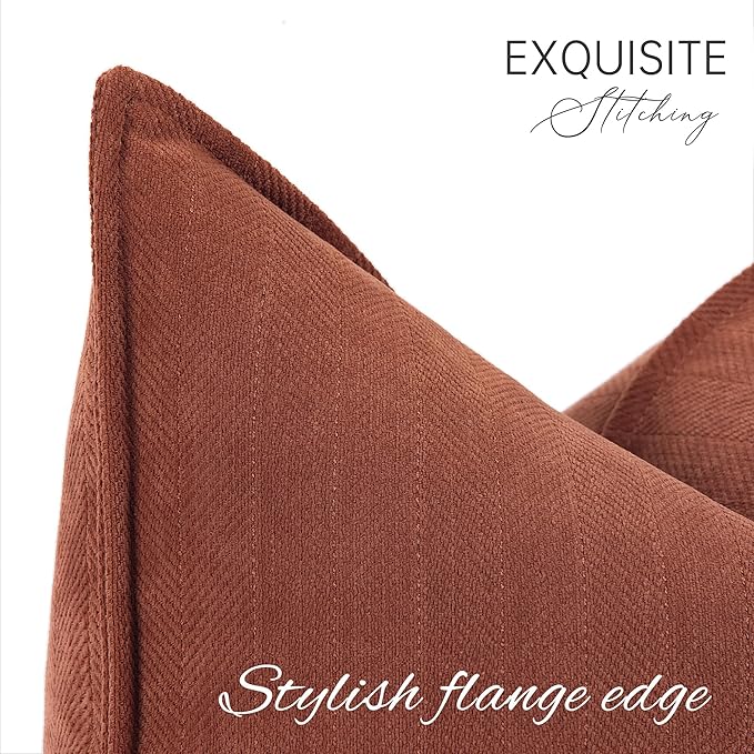 ZWJD Rust Throw Pillow Covers 12x20 Set of 2 Chenille Fall Pillow Covers - Image 4
