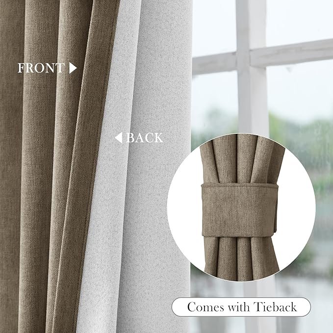 Macochico Thermal Blackout Chenille Curtains 100% Blackout Window Draperies - Image 6