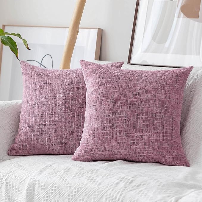 Home Brilliant Pillow Covers 18x18 Soft Striped Chenille Plush Cushion Cover by HomeBrilliant