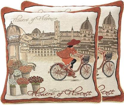 Tache Orange Burgundy Tapestry Throw Pillow Cover by TacheHomeFashion