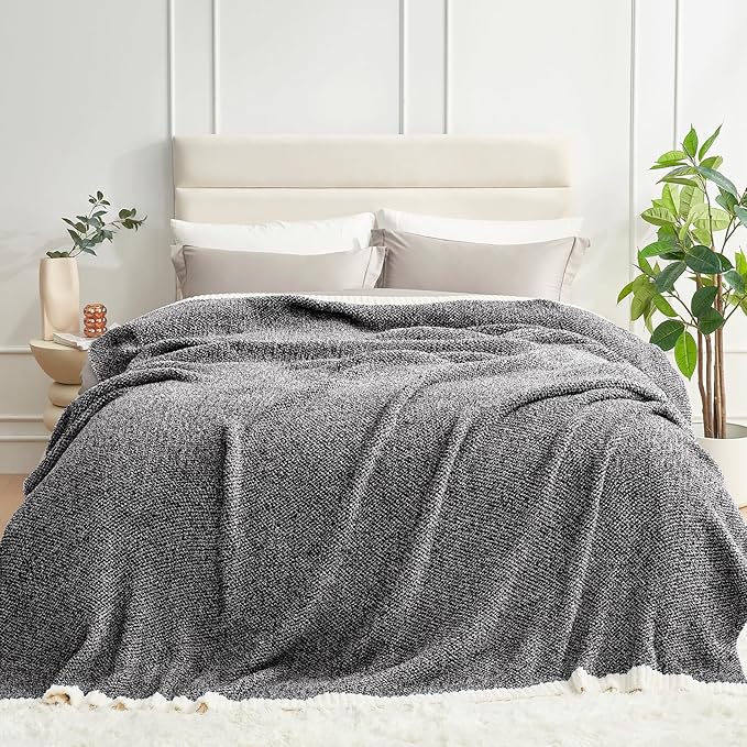 Snuggle Sac Heather Black Bedding Blankets Twin Size, Reversible Super Soft - Image 8