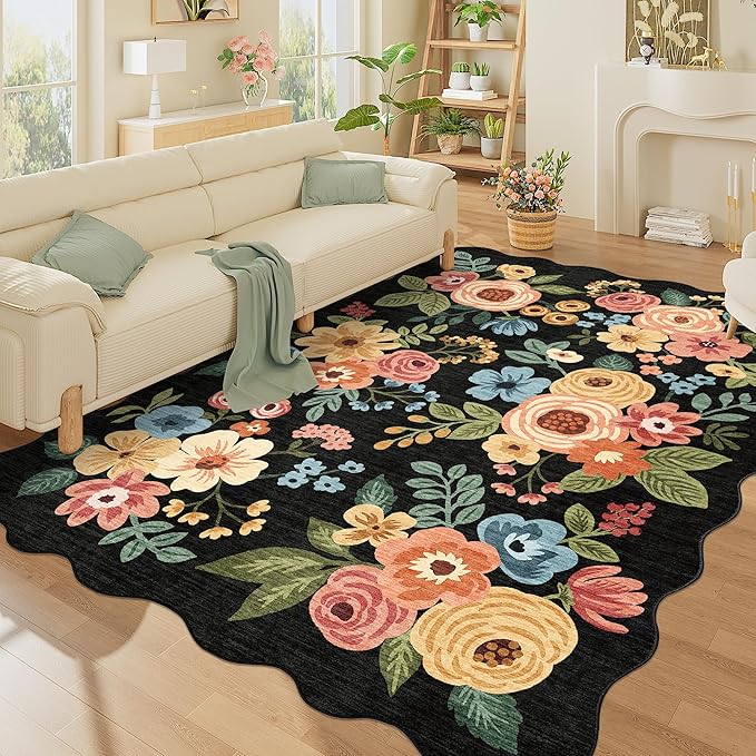 DUKINO 5x7 Area Rug, Floral Washable Rugs - Image 2