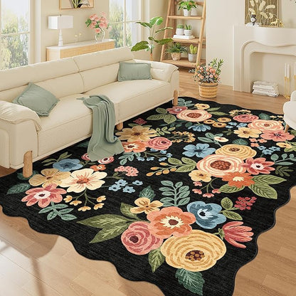 DUKINO 5x7 Area Rug, Floral Washable Rugs - Image 2