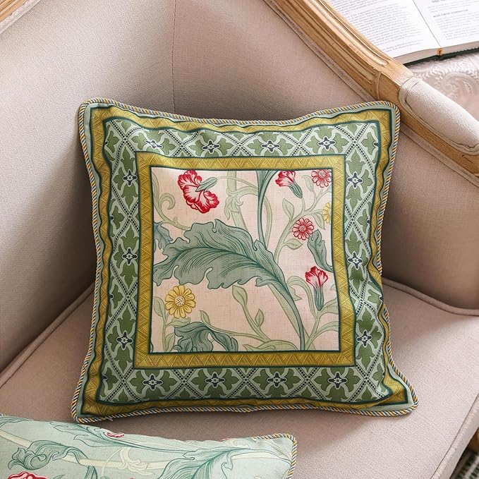 patdrea Designer Square Throw Pillow Covers, Farmhouse Linen - Image 4