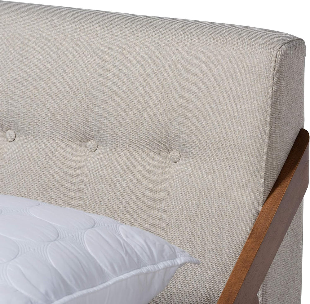 Baxton Studio Beds (Platform), Queen, Beige/Walnut