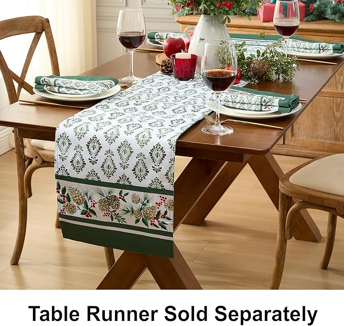 Newbridge Christmas Holly Pinecone Border 70 Inch Long Fabric Table Runner - Image 2