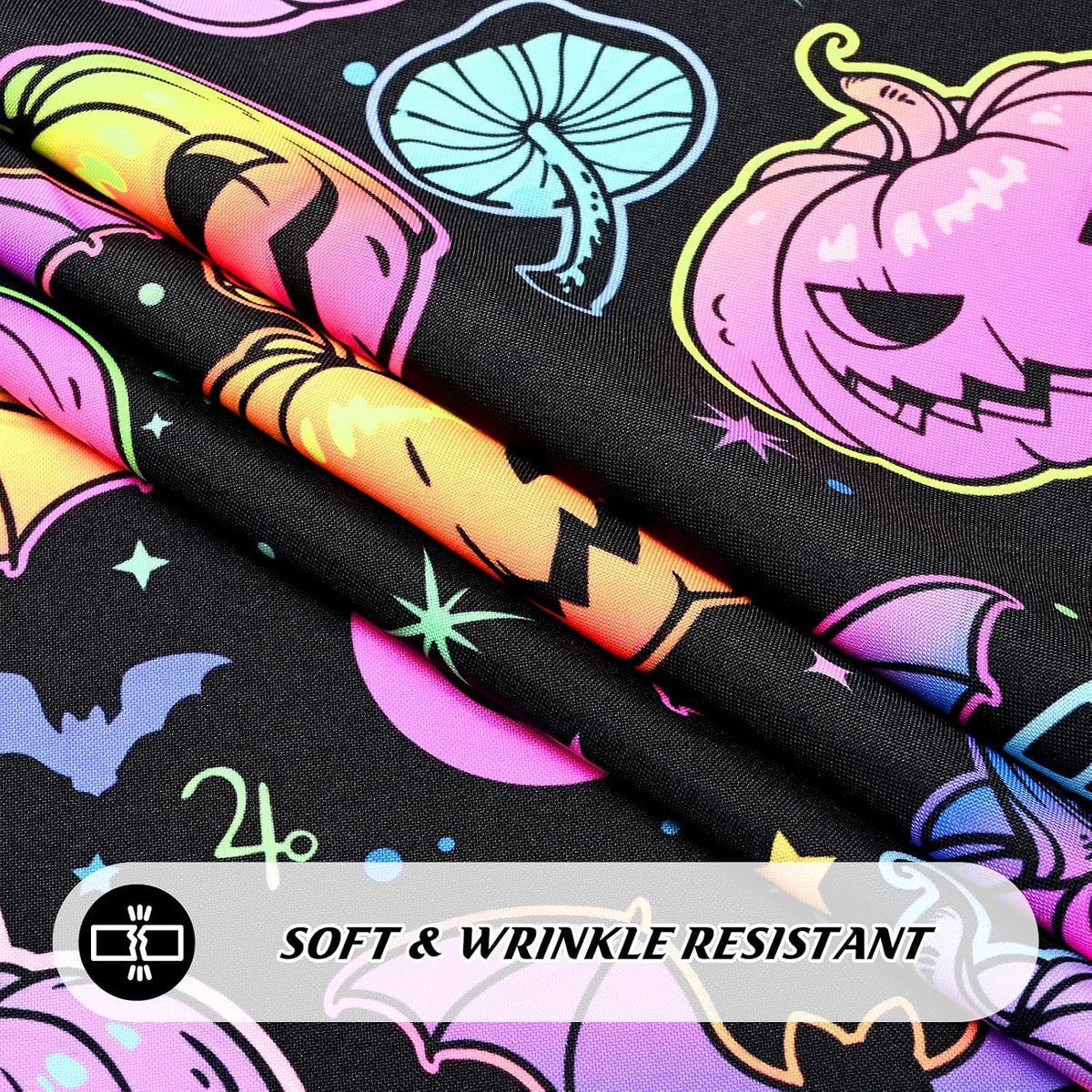 ASPMIZ Halloween Tablecloth Rectangle Table, Waterproof Blacklight Spooky Pumpkin Table Cloth, Washable Polyester UV Reactive Table Cloth Wrinkle-Free Table Cover for Halloween Decorations, 60" x 104"