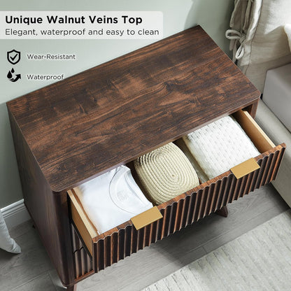 t4tream 32" fluted 3 drawer dresser for bedroom, side view