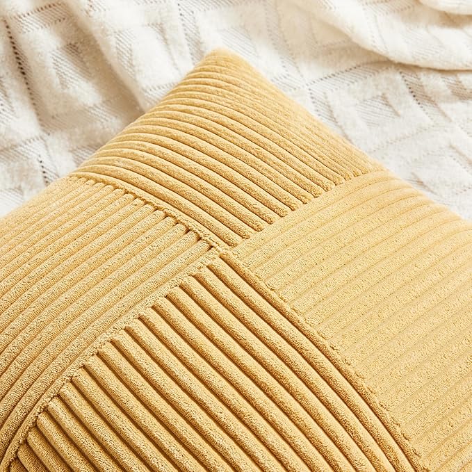 Fancy Homi 2 Packs Gold Yellow Lumbar Decorative Throw Pillow Covers 14x24 Inch - Image 3