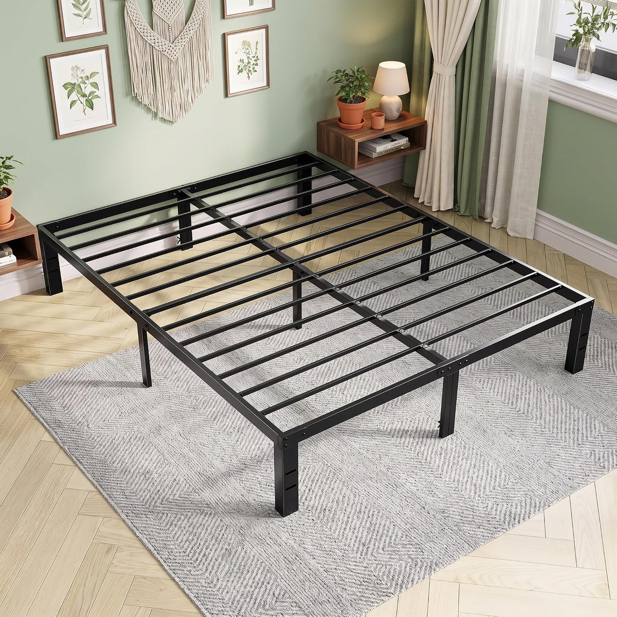 olixis 14in metal queen bed frame with storage, main product view