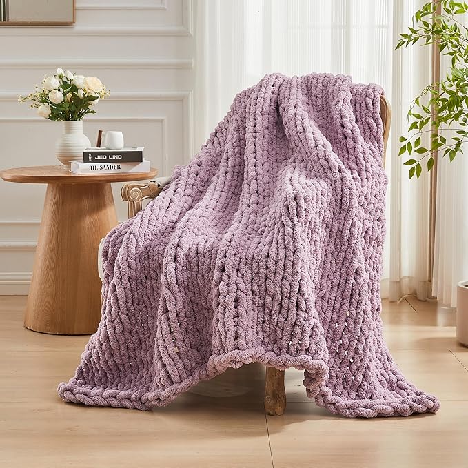 Carriediosa Chunky Knit Throw Blanket 50" X 60", 100% Hand Made Large Chenille - Image 8
