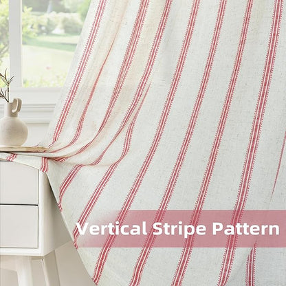 DriftAway Farmhouse Vertical Striped Linen Blend Textured Light Filtering Semi - Image 4