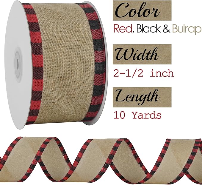 MEEDEE Burlap Ribbon 2.5 Inch x 10 Yards - Image 2
