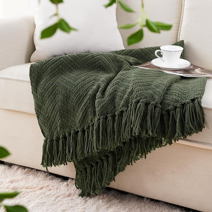 BATTILO HOME Olive Green Throw Blankets - Image 3