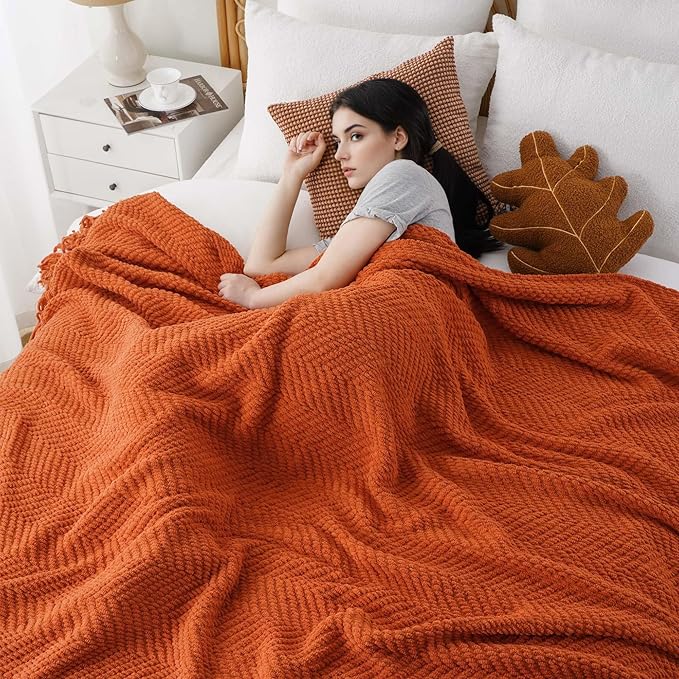 BATTILO HOME Burnt Orange Throw Blanket - Image 5