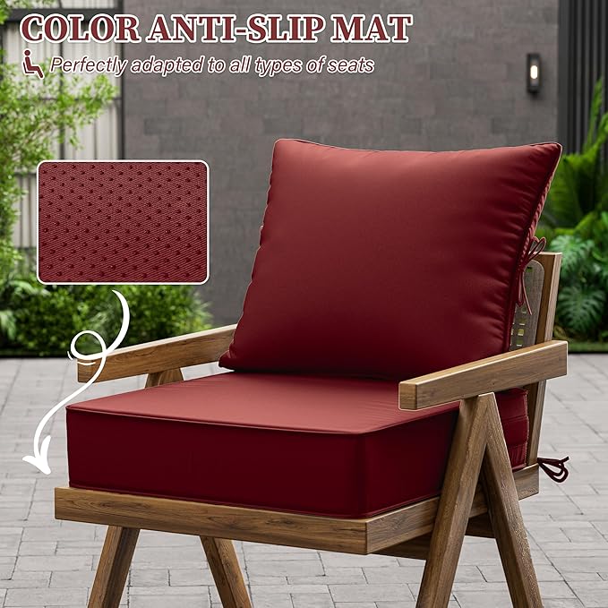 Outdoor Seat Cushion Set 24 L × 24 W × 5 H Inch Waterproof & Fade Resistant - Image 6