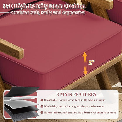 Outdoor Seat Cushion Set 24 L × 24 W × 5 H Inch Waterproof & Fade Resistant - Image 3