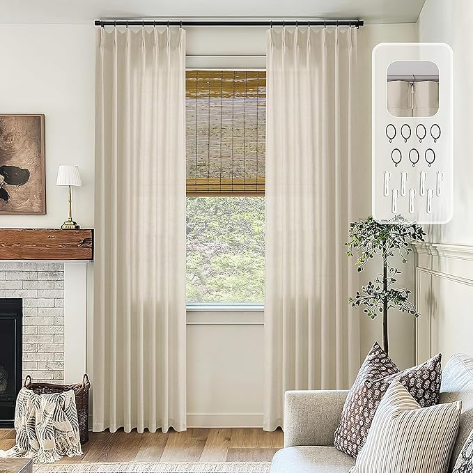 Greyish Beige Pinch Pleated Linen Curtains 84 Inches Long - Image 8