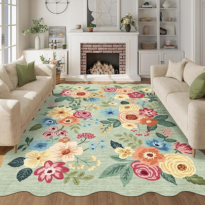 DUKINO 8x10 Area Rug, Floral Washable Rugs - Image 8
