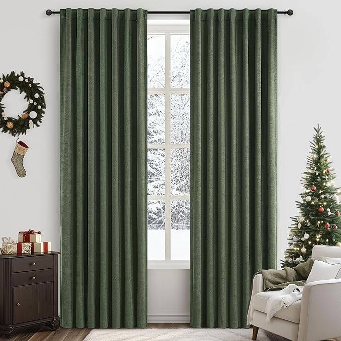 102 Inch Farmhouse Style Curtains, Sound/Draft/Cold/Heat/Sun Blocking Curtains - Image 2