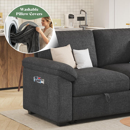 jocisland sofa bed, 3-in-1 sleeper sofa, pull out on a desk or shelf