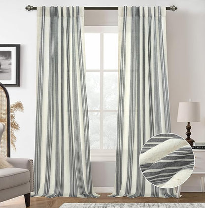 DriftAway Farmhouse Vertical Striped Linen Blend Textured Light Filtering Semi by DriftAway