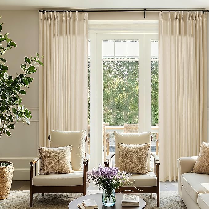 Beige Tan Linen 102 Inch Curtains 72 Inch Wide - Image 2