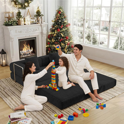bshomgi convertible futon sofa bed, boneless couch for, side view