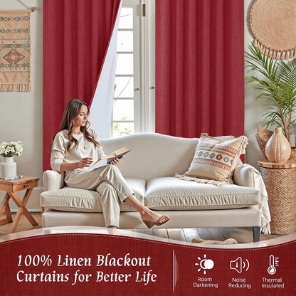 lamit 63 inch length 100% blackout linen curtains shown in use
