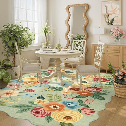 DUKINO 5x7 Area Rug, Floral Washable Rugs - Image 8