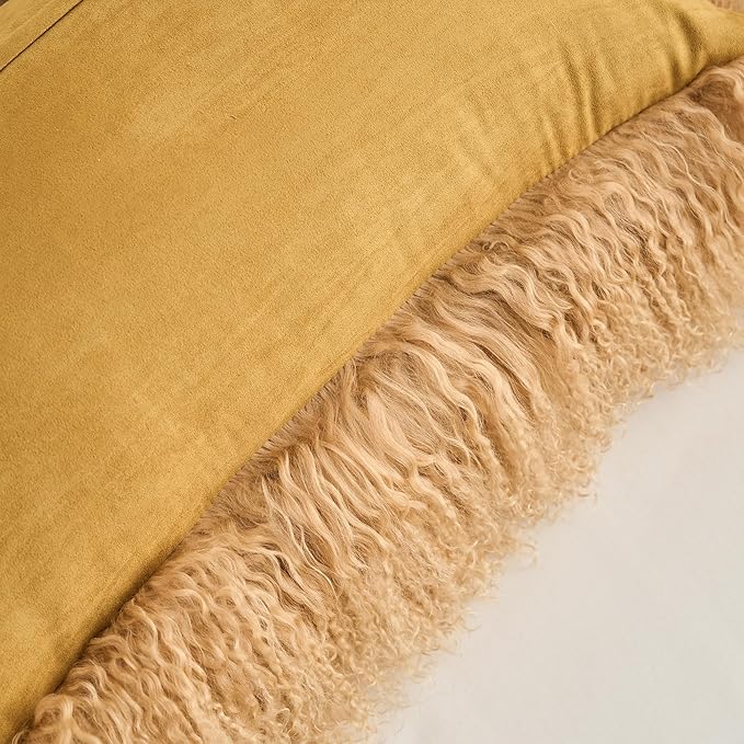 Genuine Mongolian Lamb Fur Pillow Cover – 12"x20" Rectangular Cushion Case – - Image 8