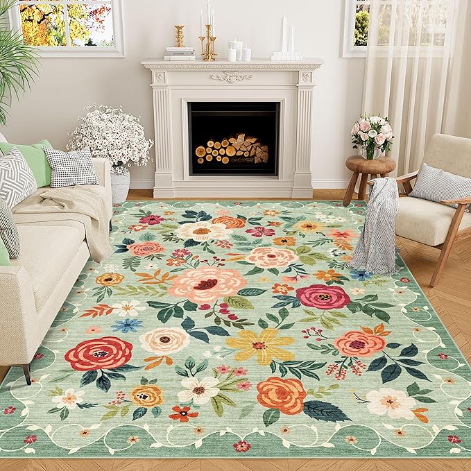 DUKINO 4x6 Area Rug, Floral Rugs - Image 8