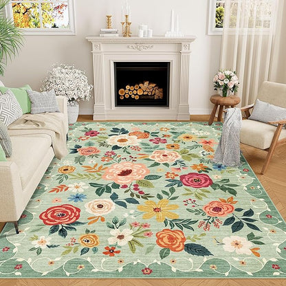 DUKINO 6x9 Area Rug, Floral Rugs by DUKINO