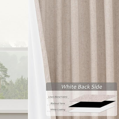 Oatmeal 100% Blackout Pinch Pleated Linen Curtains 84 Inches Long - Image 5