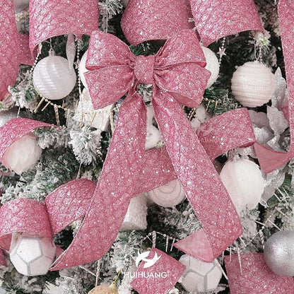 HUIHUANG Pink Glitter Wired Ribbon - Image 5