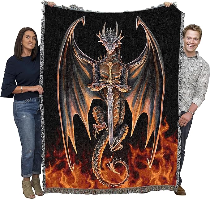 Pure Country Weavers Dragon Warrior Woven Blanket by Anne Stokes by PureCountryWeavers