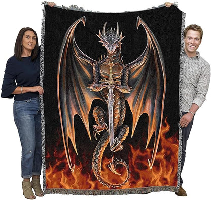 Pure Country Weavers Dragon Warrior Woven Blanket by Anne Stokes by PureCountryWeavers