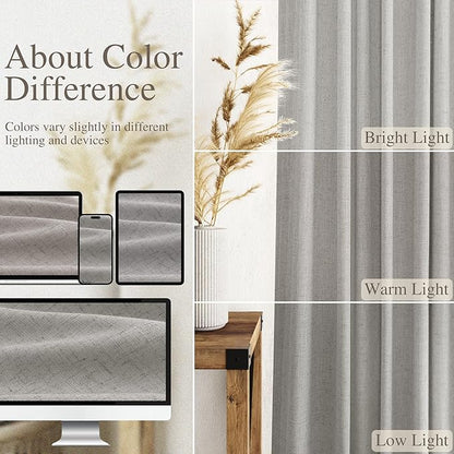 Nanspring Extra Long Light Gray Curtains 108 Inch Length 2 Panels Set - Image 3