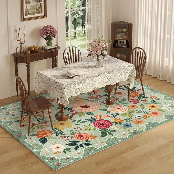 DUKINO 4x6 Area Rug, Floral Rugs - Image 7
