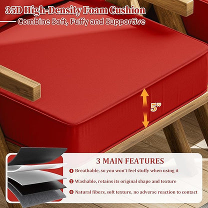 Outdoor Seat Cushion Set 24 L × 24 W × 5 H Inch Waterproof & Fade Resistant - Image 3