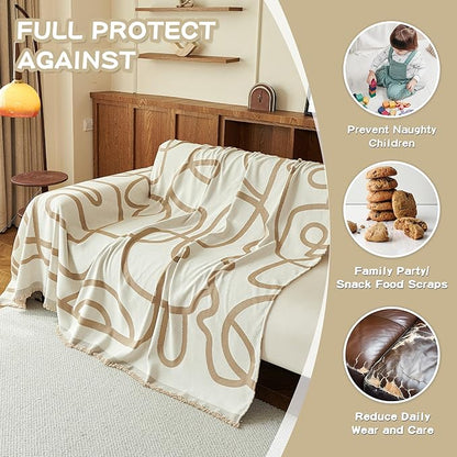 MEETSKY Washable Sofa Cover Boho Geometric Line Chenille Couch Cover - Image 4