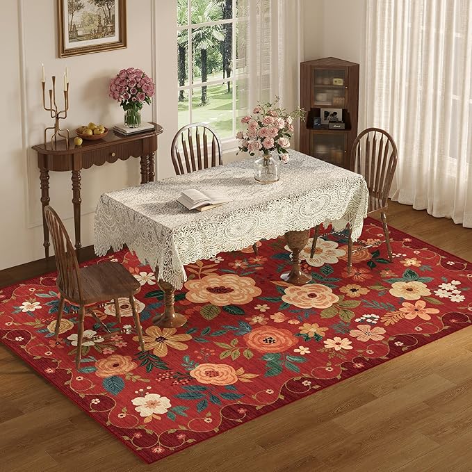 DUKINO 6x9 Area Rug, Floral Rugs - Image 4