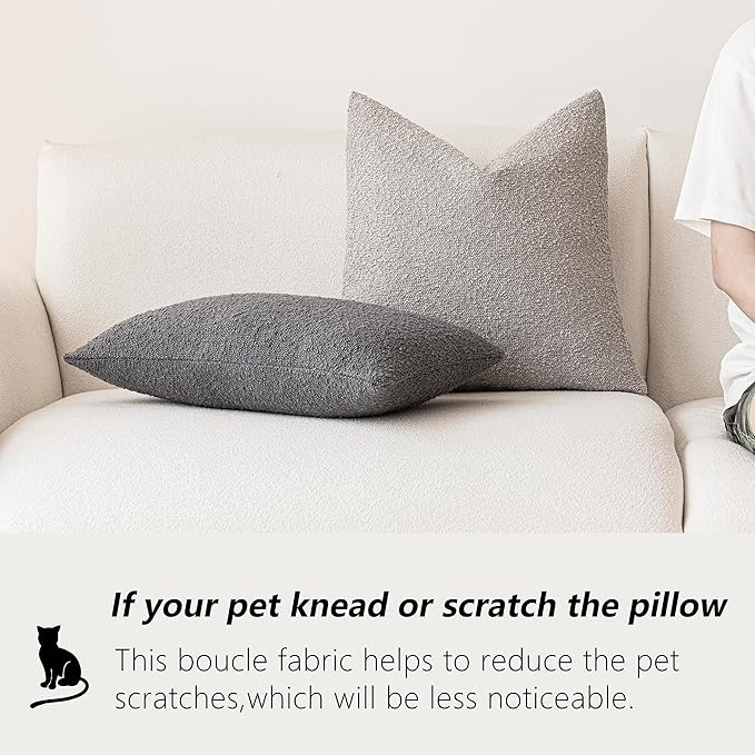 Foindtower Pack of 2 Textured Boucle Throw Pillow Covers Accent Solid - Image 4
