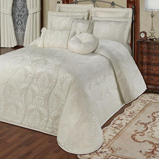 Touch of Class Camelot Luxury Bedding | Neutral Ivory | Matte Satin Damask on by TouchofClass