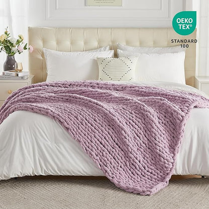 Carriediosa Chunky Knit Throw Blanket 50" X 60", 100% Hand Made Large Chenille - Image 4